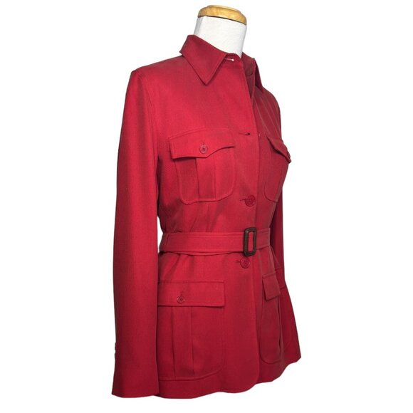 Ralph Lauren Vintage Women's Silk Jacket with Belt Red Size - P/M - Picture 2 of 9